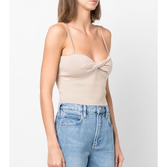 Reformation Lorenzo Striped Cami Top Tan and Cream Color Nwt - Picture 7 of 7
